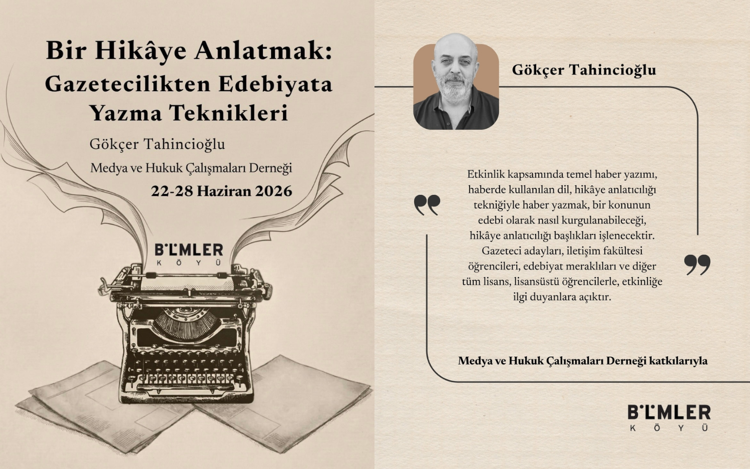 Gelecek Yaz / Bir Hikâye Anlatmak: Gazetecilikten Edebiyata Yazma Teknikleri